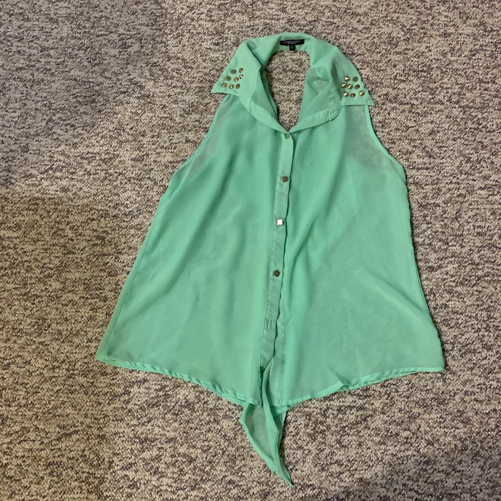 Mint green shear top